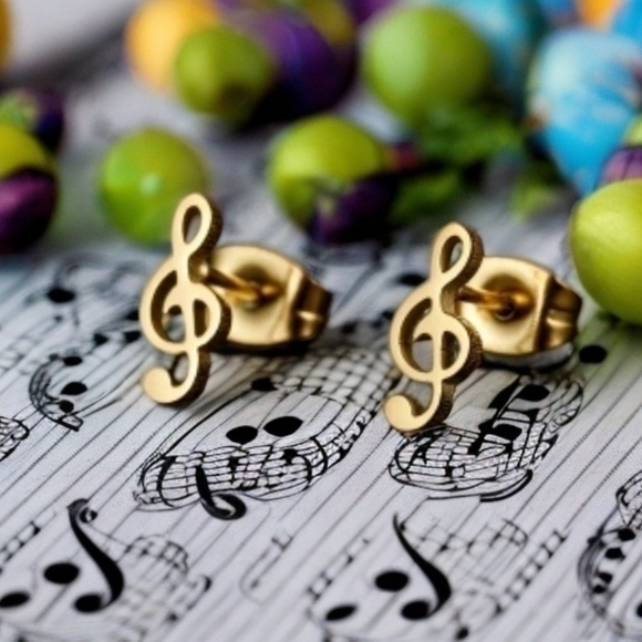 ANTHROPOLOGIE ITTY BITTY MUSICAL NOTE EARRINGS - Picture 1 of 2